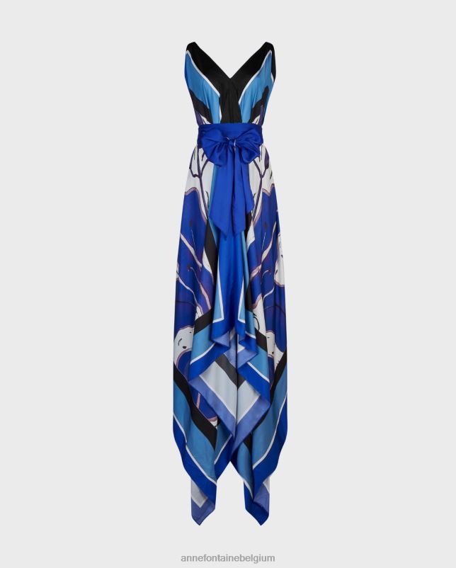 Anne Fontaine vrouwen signac jurk maxi-sjaaljurk met bloemenprint kleding blauw 06TRT70