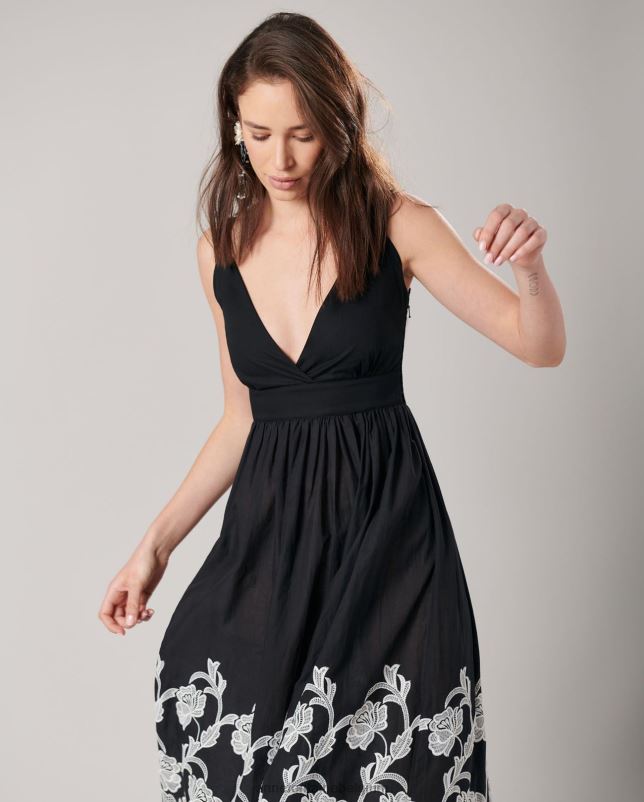 Anne Fontaine vrouwen vasteljurk maxi mouwloze jurk met empire taille kleding zwart 06TRT92