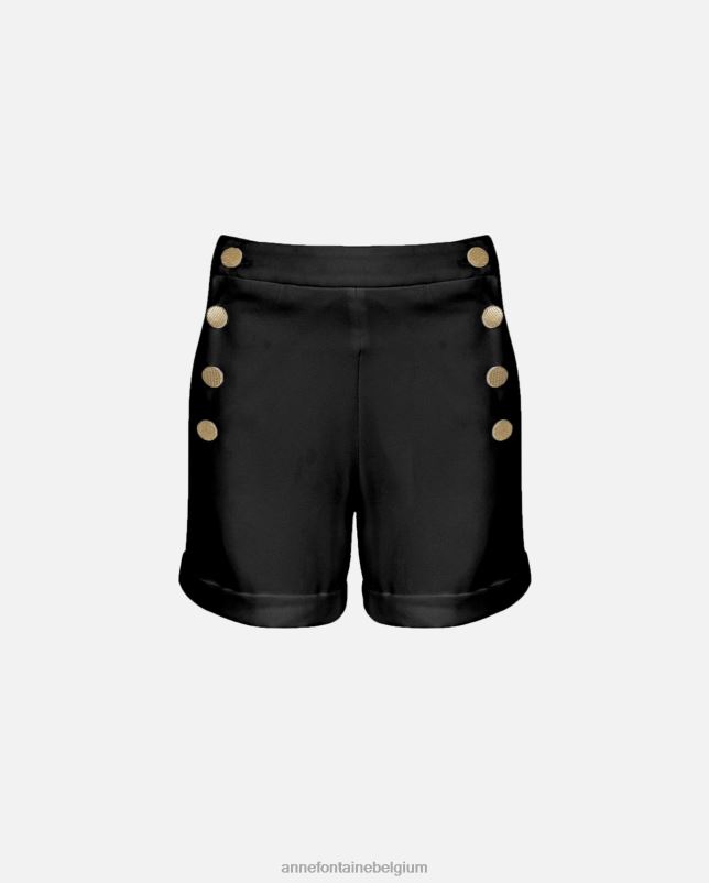 Anne Fontaine vrouwen Rosario short met knoopdetails en zijzakken kleding zwart goud 06TRT332