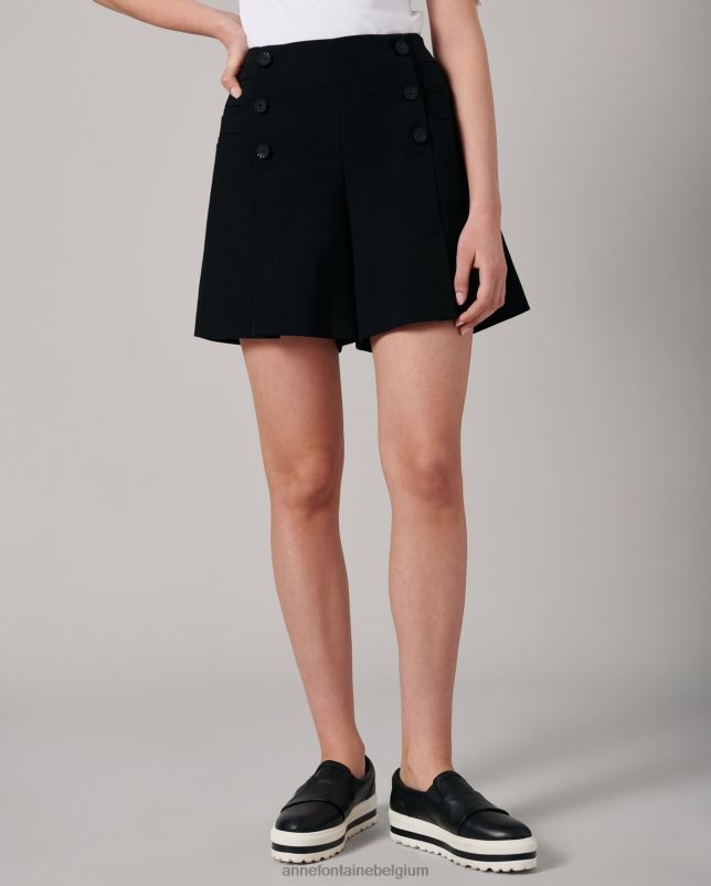 Anne Fontaine vrouwen lynn korte militair geïnspireerde short met decoratieve knopen kleding zwart 06TRT346