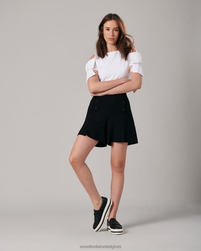 Anne Fontaine vrouwen lynn korte militair geïnspireerde short met decoratieve knopen kleding zwart 06TRT346