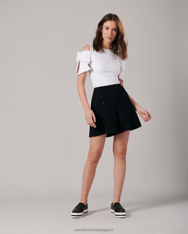 Anne Fontaine vrouwen lynn korte militair geïnspireerde short met decoratieve knopen kleding zwart 06TRT346