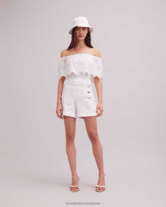 Anne Fontaine vrouwen rozere short met knoopdetails kleding wit goud 06TRT318