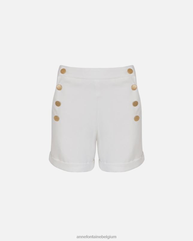 Anne Fontaine vrouwen rozere short met knoopdetails kleding wit goud 06TRT318