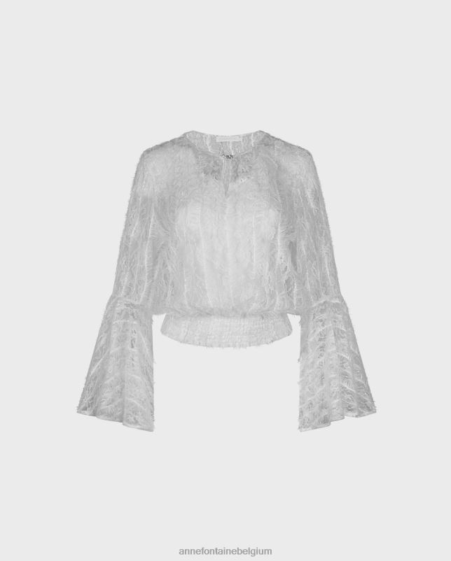 Anne Fontaine vrouwen Flaubert blouse transparante blouse met oversized mouwen kleding wit 06TRT226