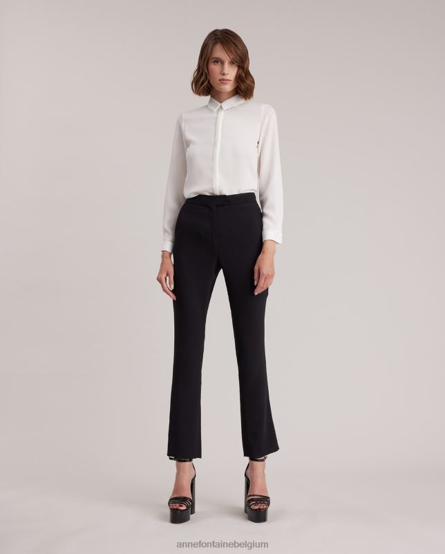 Anne Fontaine vrouwen Sagane overhemd van crêpe met lange mouwen en Franse manchetten kleding wit 06TRT127