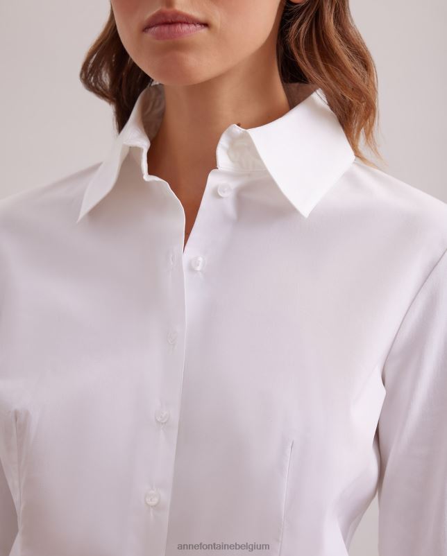 Anne Fontaine vrouwen armantine overhemd getailleerd en op maat gemaakt katoenen overhemd kleding wit 06TRT190