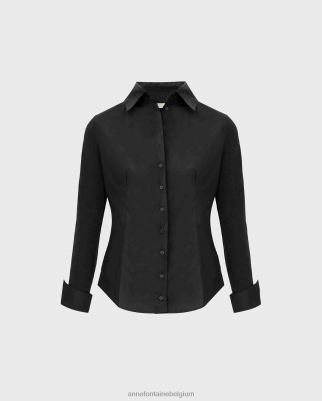 Anne Fontaine vrouwen armantine overhemd katoenen overhemd met lange mouwen en knoopsluiting kleding zwart 06TRT232