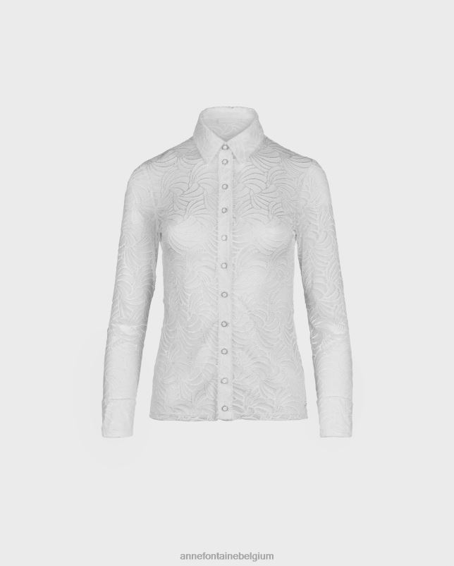 Anne Fontaine vrouwen atelier overhemd kanten overhemd met lange mouwen en knoopsluiting kleding wit 06TRT128