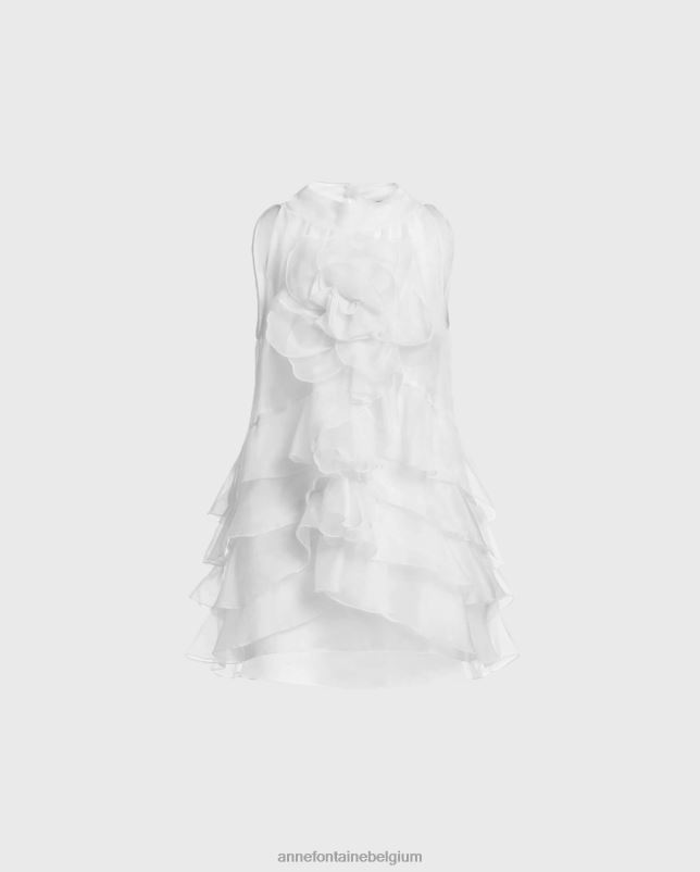 Anne Fontaine vrouwen aubrey blouse mouwloze blouse van gelaagde zijden organza kleding wit 06TRT202