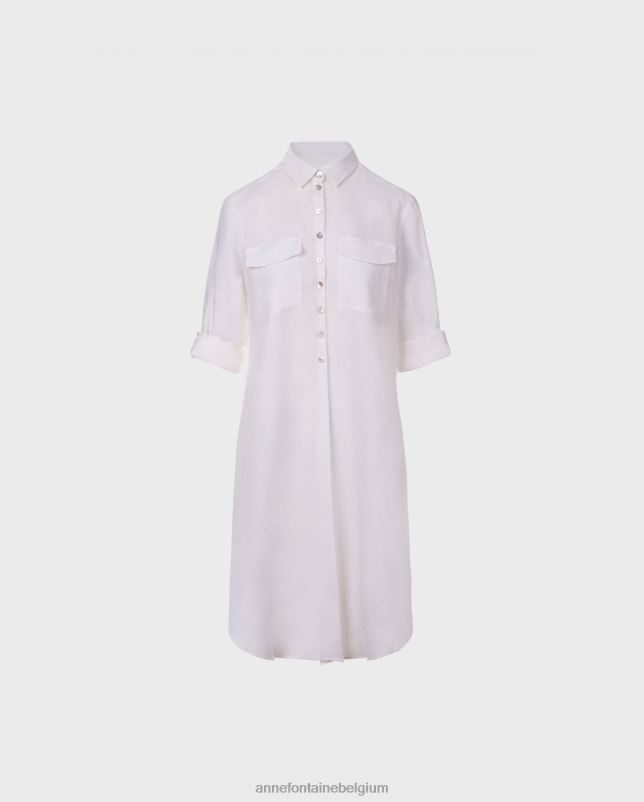 Anne Fontaine vrouwen comete overhemd zwierig tunieklengte overhemd met parelmoeren knopen kleding wit 06TRT247