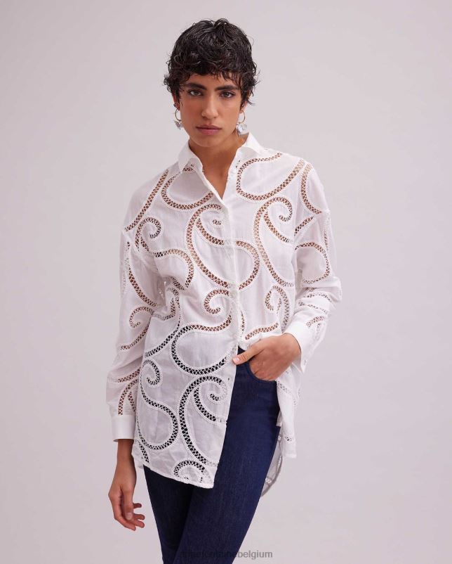Anne Fontaine vrouwen couleur shirt tuniekshirt met paisley oogjesmotief kleding wit 06TRT147