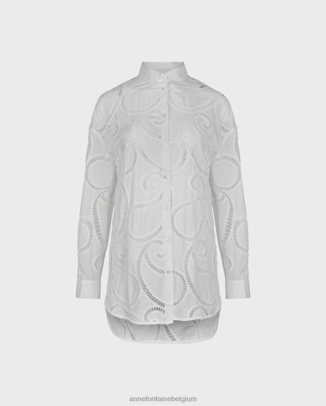 Anne Fontaine vrouwen couleur shirt tuniekshirt met paisley oogjesmotief kleding wit 06TRT147