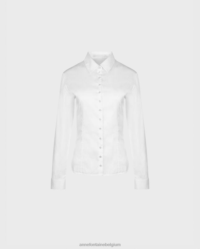 Anne Fontaine vrouwen gres overhemd klassiek button-down overhemd met kraag en microstrepen kleding wit 06TRT163