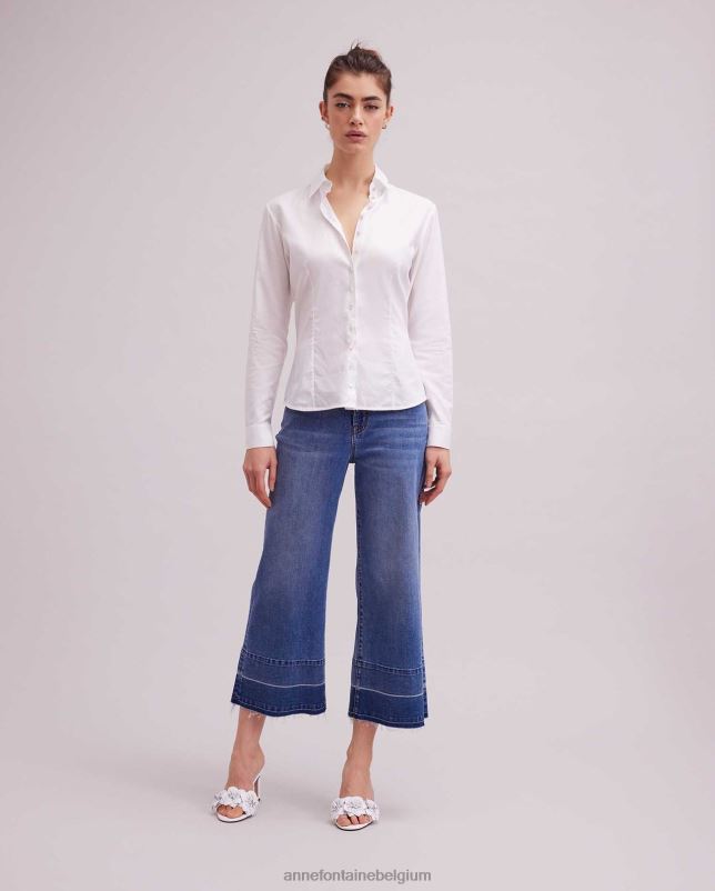 Anne Fontaine vrouwen gres overhemd klassiek button-down overhemd met kraag en microstrepen kleding wit 06TRT163