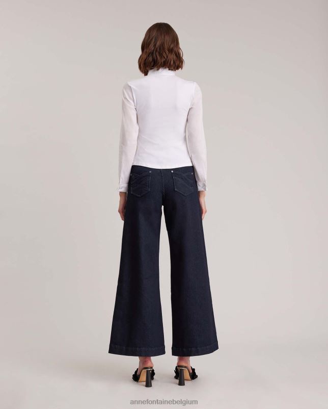 Anne Fontaine vrouwen hermelijn overhemd katoenen stretch overhemd met arabesque dessin kleding wit 06TRT165