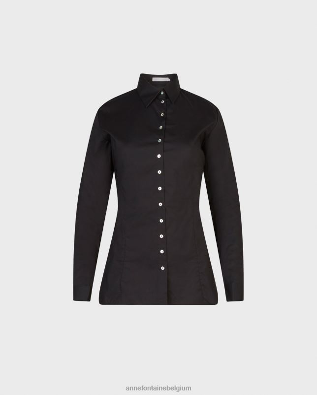 Anne Fontaine vrouwen larryton overhemd poplin overhemd met lange mouwen kleding zwart 06TRT132