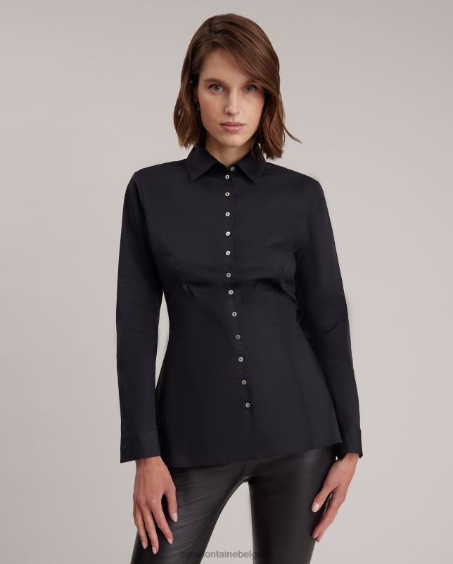 Anne Fontaine vrouwen larryton overhemd poplin overhemd met lange mouwen kleding zwart 06TRT132