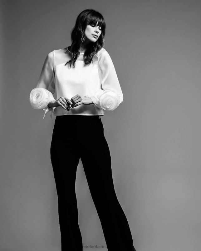 Anne Fontaine vrouwen lenteblouse zijden organzablouse met lange mouwen kleding wit 06TRT199