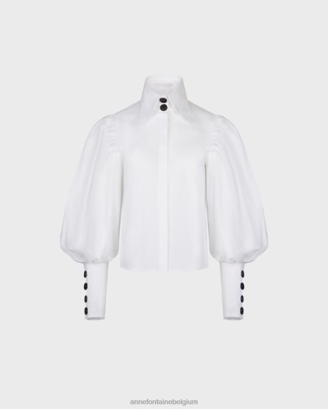 Anne Fontaine vrouwen nohant overhemd boxy poplin overhemd met bisschopsmouwen en knoopdetails kleding zwart wit 06TRT221