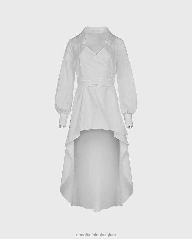 Anne Fontaine vrouwen panisse overhemd wikkeloverhemd met hoog-laag zoom kleding wit 06TRT154