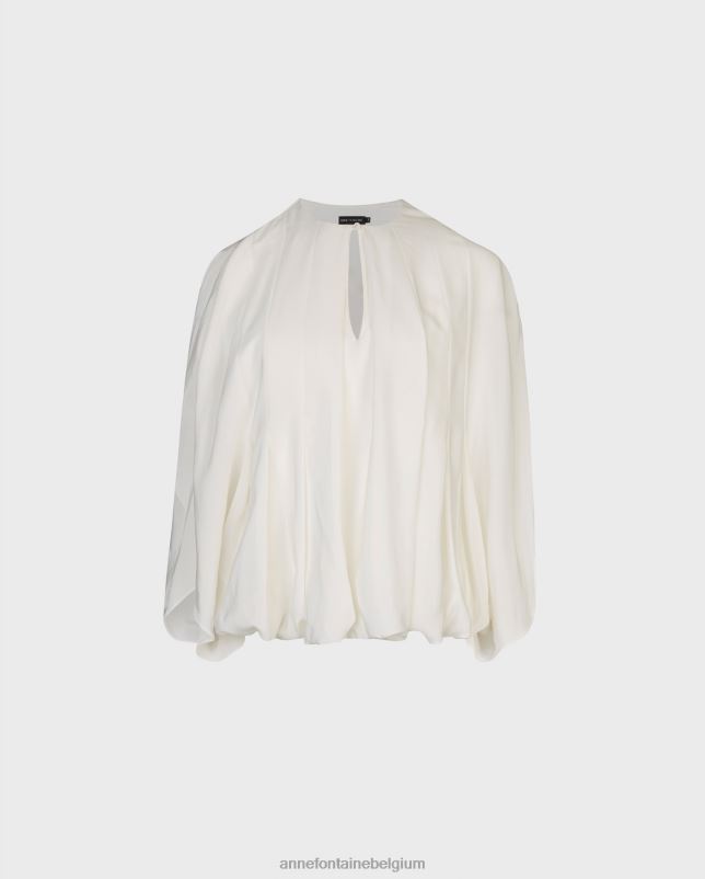 Anne Fontaine vrouwen poeme blouse zijden blouse met lijfjeplooien aan de voorkant kleding wit 06TRT184
