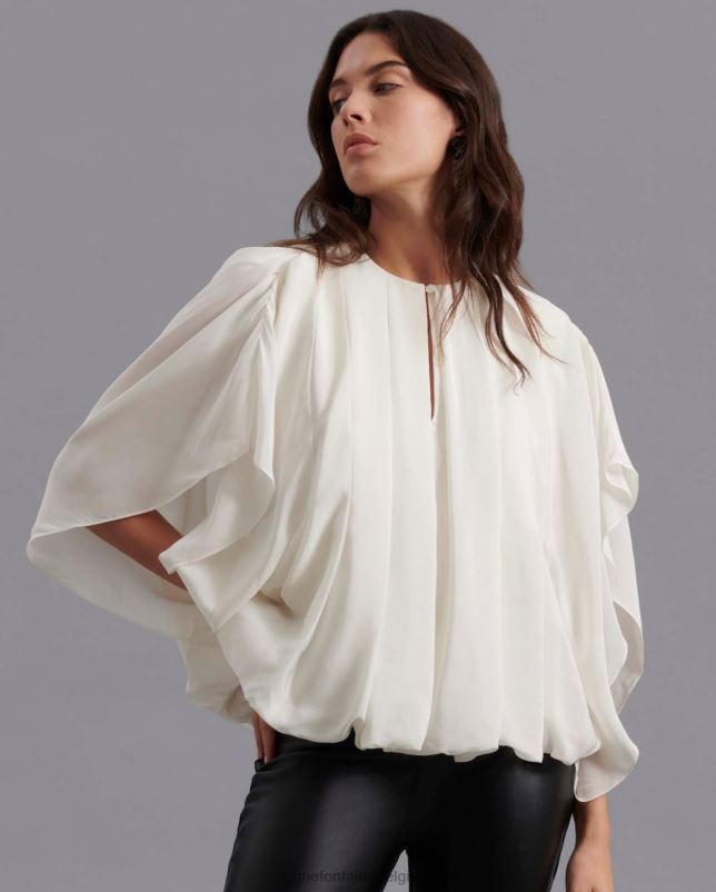 Anne Fontaine vrouwen poeme blouse zijden blouse met lijfjeplooien aan de voorkant kleding wit 06TRT184