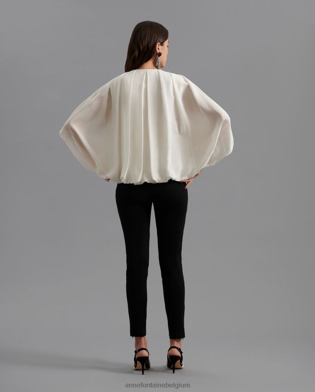 Anne Fontaine vrouwen poeme blouse zijden blouse met lijfjeplooien aan de voorkant kleding wit 06TRT184