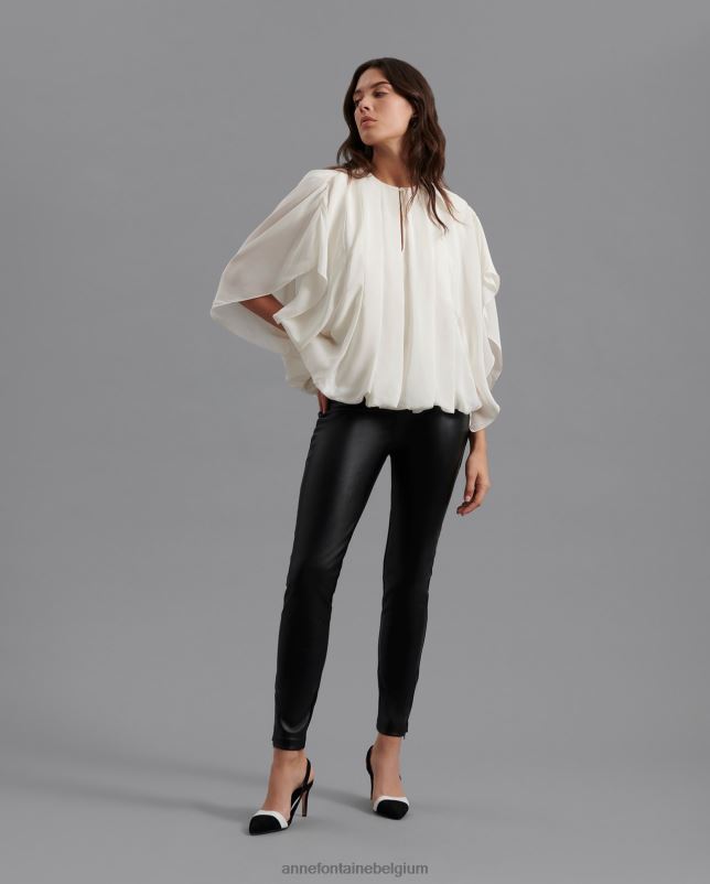 Anne Fontaine vrouwen poeme blouse zijden blouse met lijfjeplooien aan de voorkant kleding wit 06TRT184