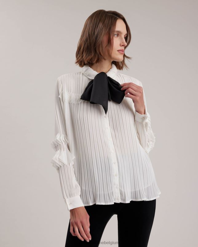 Anne Fontaine vrouwen samantha overhemd chiffon overhemd met afneembare stropdas kleding wit 06TRT231