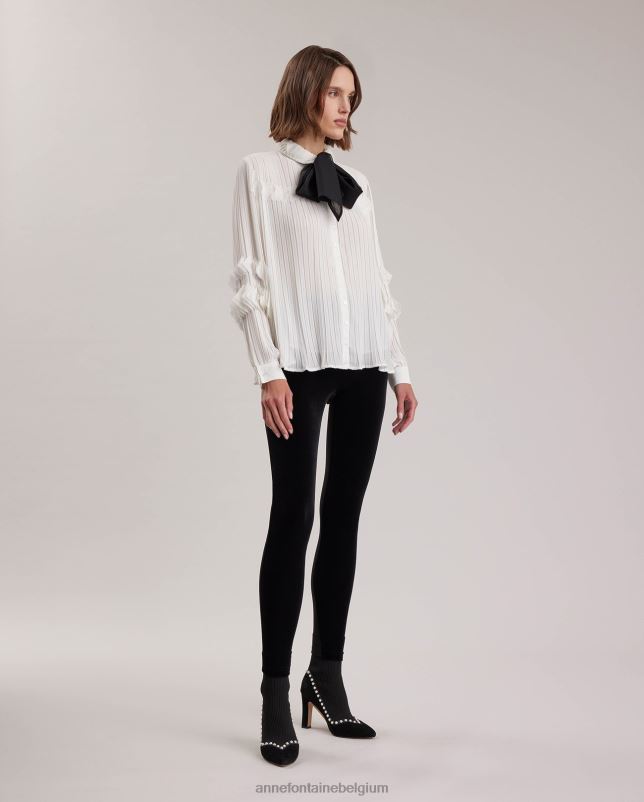 Anne Fontaine vrouwen samantha overhemd chiffon overhemd met afneembare stropdas kleding wit 06TRT231