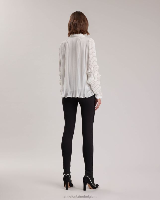 Anne Fontaine vrouwen samantha overhemd chiffon overhemd met afneembare stropdas kleding wit 06TRT231
