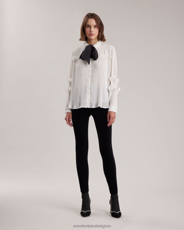 Anne Fontaine vrouwen samantha overhemd chiffon overhemd met afneembare stropdas kleding wit 06TRT231