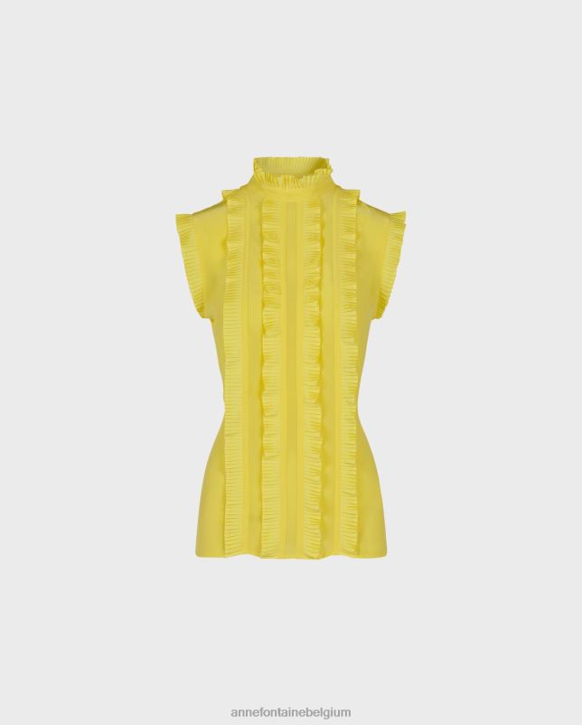 Anne Fontaine vrouwen vinny blouse zijden blouse met plooien kleding geel 06TRT177