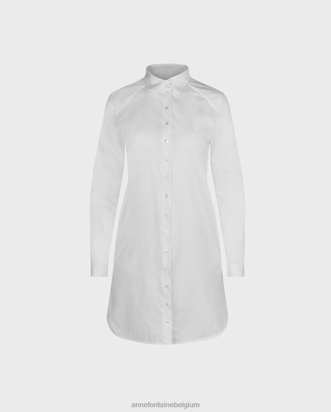 Anne Fontaine vrouwen zuave overhemd poplin tuniekshirt met knoopsluiting in boyfriend-stijl kleding wit 06TRT135