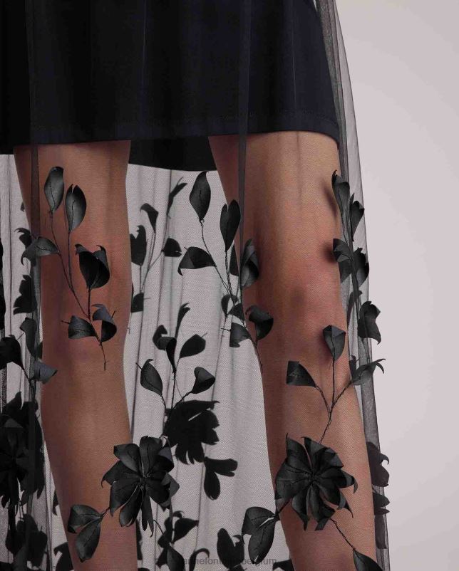 Anne Fontaine vrouwen enid rok tule rok met geborduurde bloemen kleding zwart 06TRT374