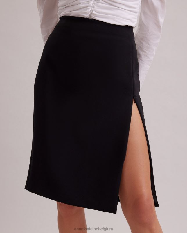 Anne Fontaine vrouwen etoile rok Fluwelen kokerrok aan de voorkant met split aan de voorkant met ritssluiting kleding zwart 06TRT348