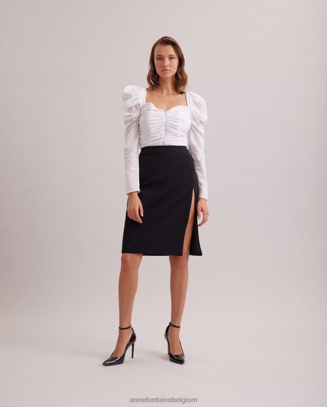 Anne Fontaine vrouwen etoile rok Fluwelen kokerrok aan de voorkant met split aan de voorkant met ritssluiting kleding zwart 06TRT348