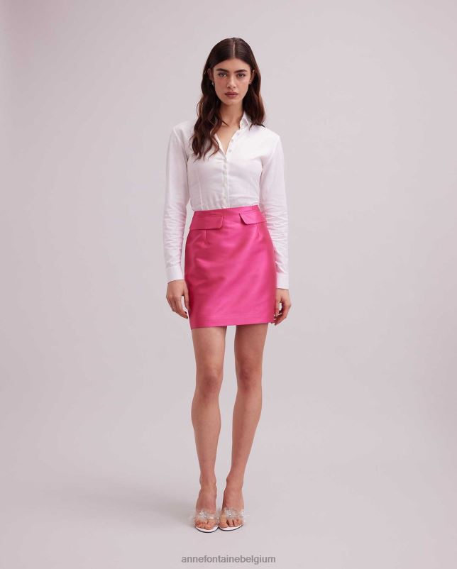 Anne Fontaine vrouwen francoise rok satijnen minirok met klepzakken kleding fuchsia 06TRT311