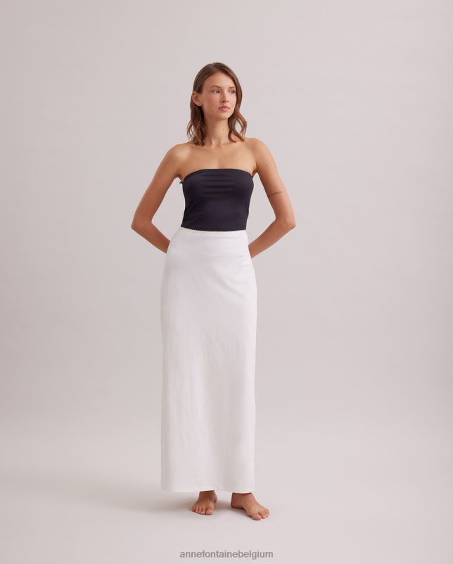 Anne Fontaine vrouwen ladya lange rok met elastische tailleband kleding wit 06TRT383