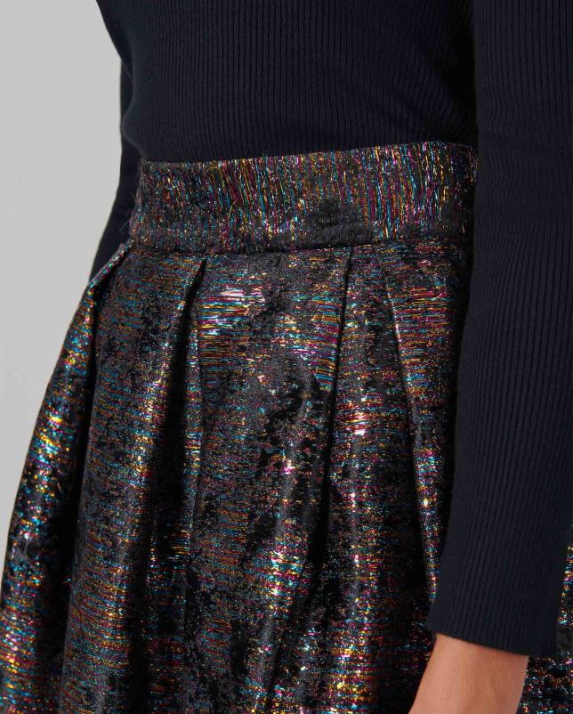 Anne Fontaine vrouwen lopielle rok metallic jacquardgeweven rok met volumineuze body kleding zwart 06TRT379