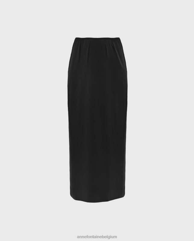 Anne Fontaine vrouwen novela rok, lange tactel maxirok kleding zwart 06TRT345