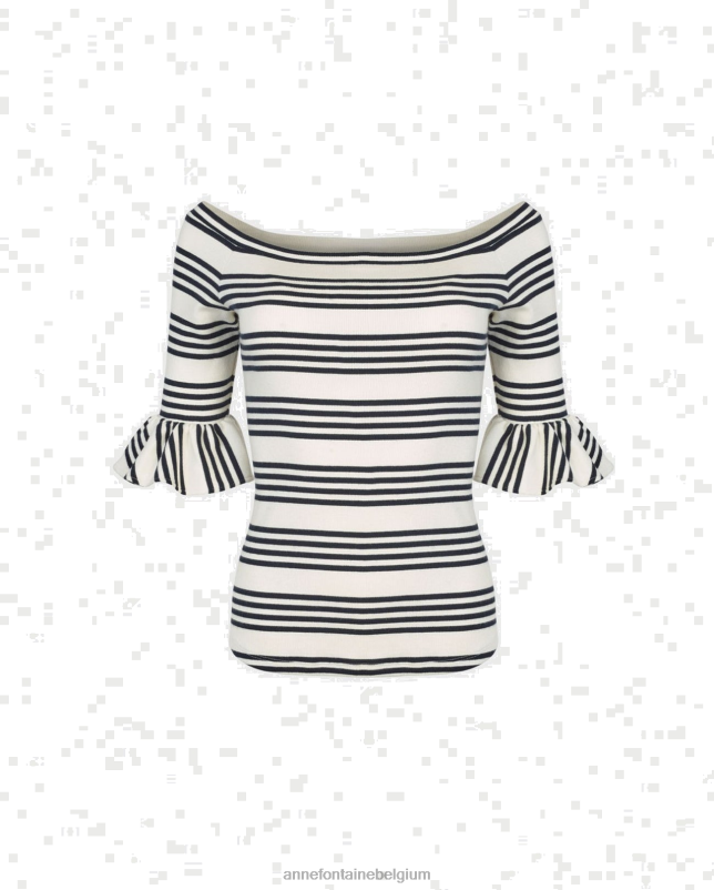 Anne Fontaine vrouwen Gestreepte trui met krijtstreeptop en 3/4 mouwen kleding marine 06TRT265