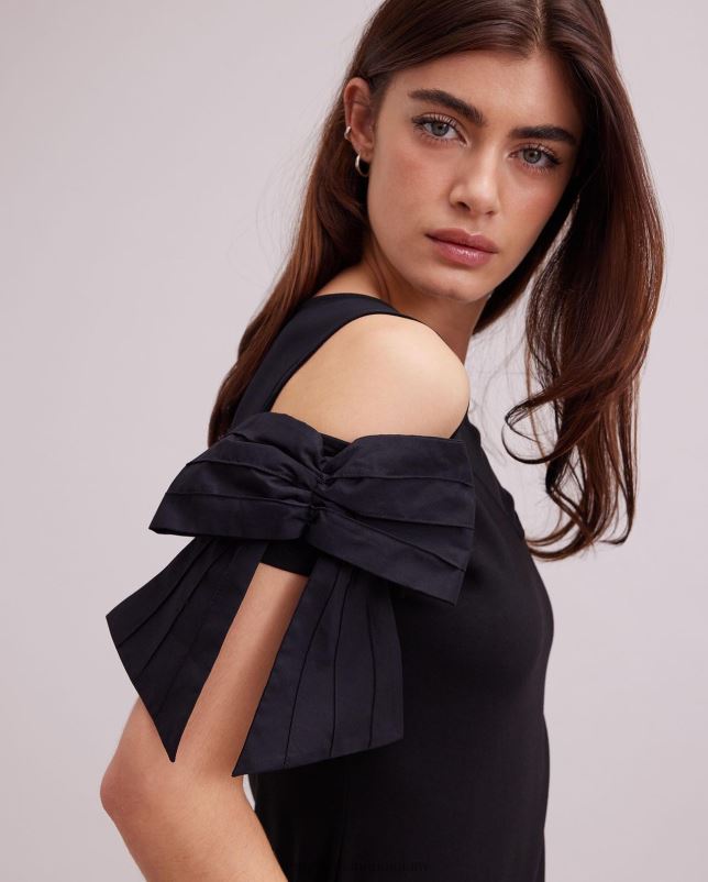 Anne Fontaine vrouwen Virtyl top, jersey top met hartvormige halslijn en doorschijnend schouderstuk kleding zwart 06TRT251