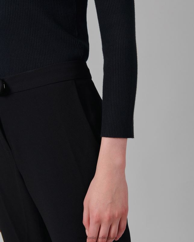 Anne Fontaine vrouwen feda top trui met 3/4 mouwen en ruches kleding zwart 06TRT281