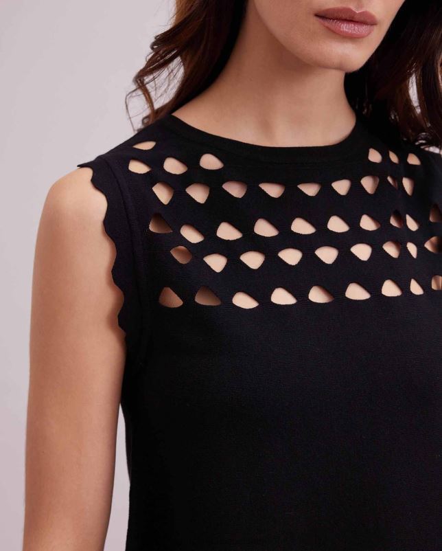 Anne Fontaine vrouwen mouwloze gebreide trui met tableautop en uitgesneden details kleding zwart 06TRT252