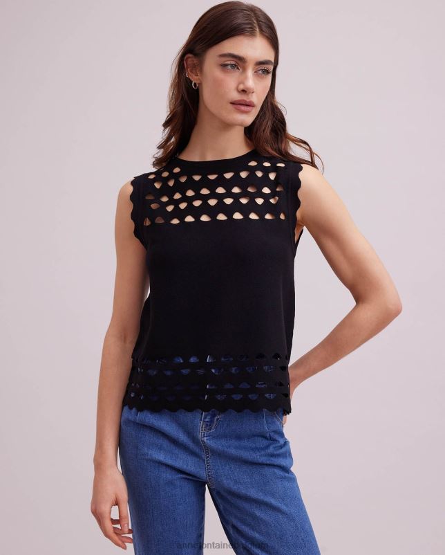 Anne Fontaine vrouwen mouwloze gebreide trui met tableautop en uitgesneden details kleding zwart 06TRT252