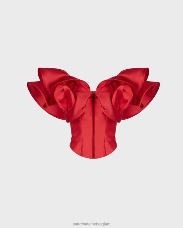 Anne Fontaine vrouwen ode corset corsettopje met overdreven ruches kleding tango rood 06TRT254