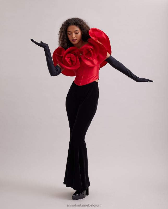 Anne Fontaine vrouwen ode corset corsettopje met overdreven ruches kleding tango rood 06TRT254