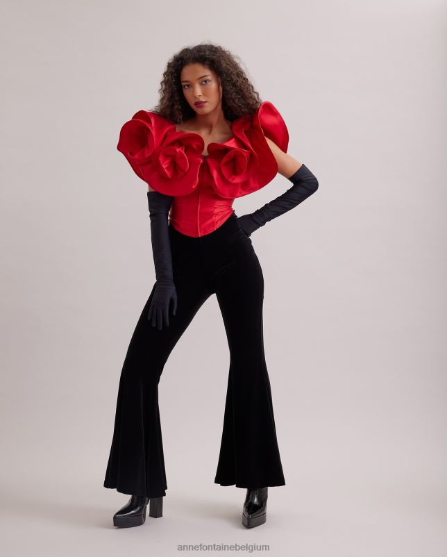 Anne Fontaine vrouwen ode corset corsettopje met overdreven ruches kleding tango rood 06TRT254